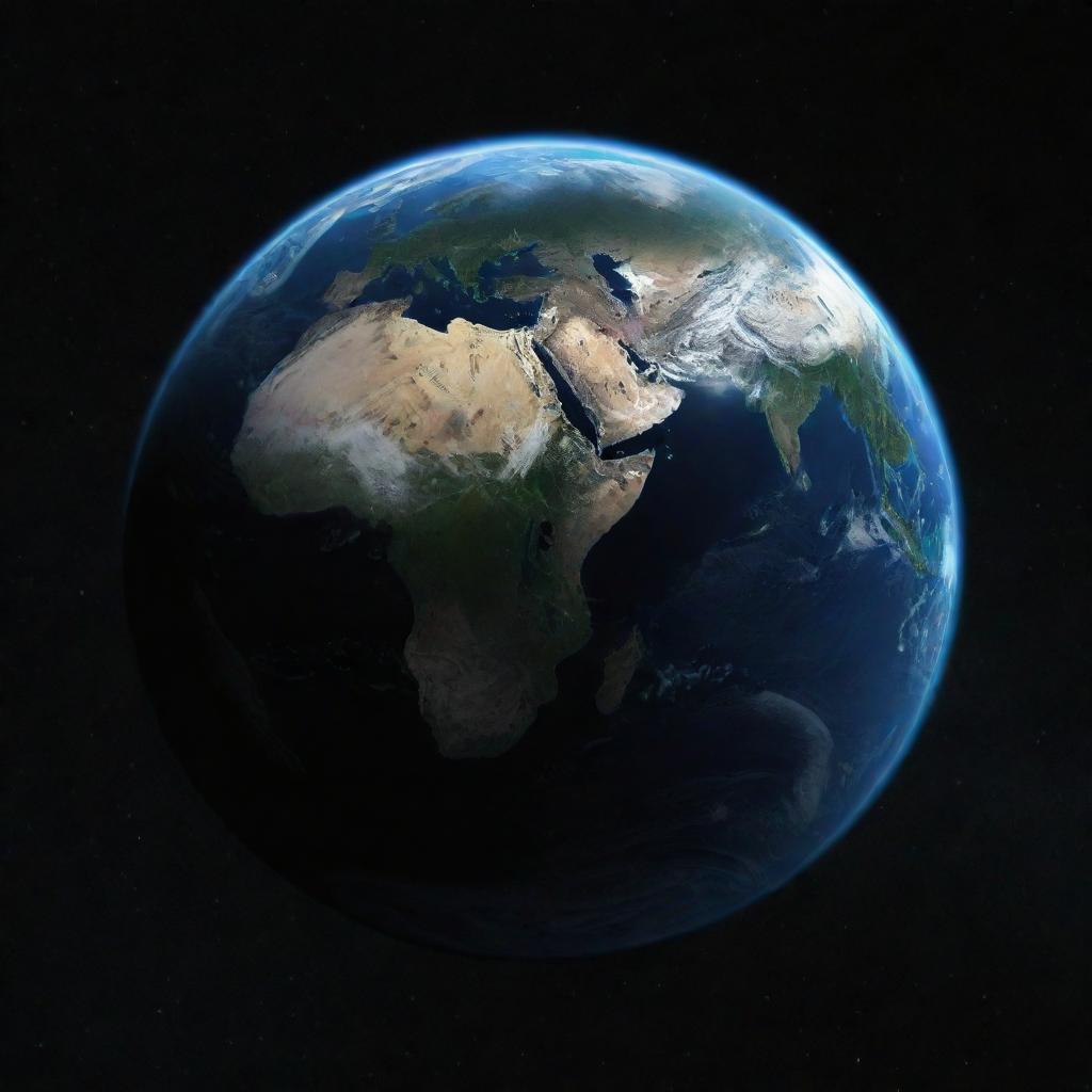 An awe-inspiring, realistic image of Earth as a splendid blue planet, glowing against the dark backdrop of space.