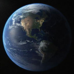 An awe-inspiring, realistic image of Earth as a splendid blue planet, glowing against the dark backdrop of space.