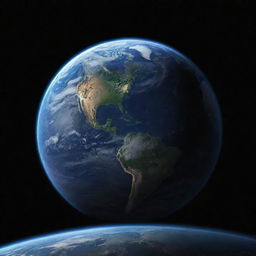 An awe-inspiring, realistic image of Earth as a splendid blue planet, glowing against the dark backdrop of space.