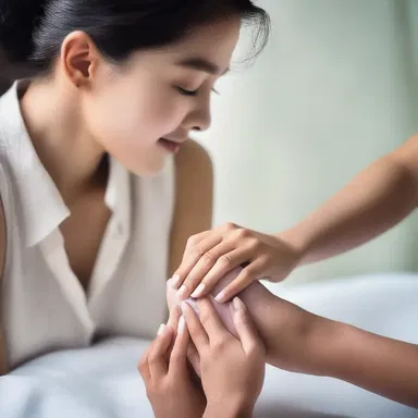 She gently applied the scented lotion to his hands, a loving gesture that made him feel cherished.