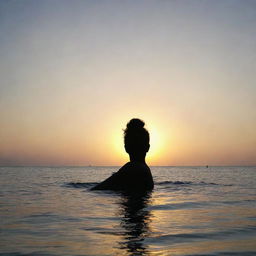 A profile image suitable for Facebook, featuring a calming oceanic backdrop with a silhouette of a person at sunset.