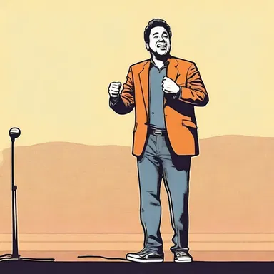 The comedian delivered his punchline, and the audience erupted mirthfully into laughter, thoroughly entertained.