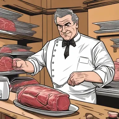 In the novel, the wealthy protagonist orders a mouth-watering rump roast from the finest butcher in town.