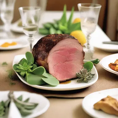 During the special festive meal, the family prepared a succulent rump roast as a centerpiece for their celebration.