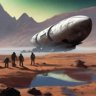 In the science fiction novel, the spaceship crash-landed on an alien planet covered in murky lakes, making it challenging for the crew to find drinkable water.
