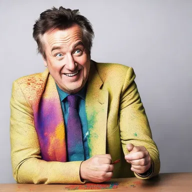 The comedian used a funny anecdote about mixing up different colouring materials to make a hilarious joke.