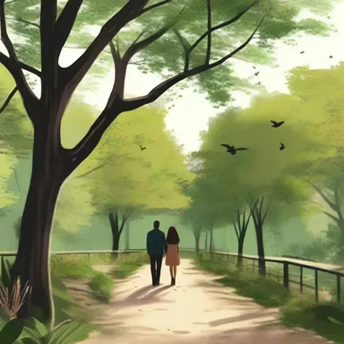 They took a romantic stroll through the park, delighting in the sound of the squealing birds singing their love songs from the treetops.