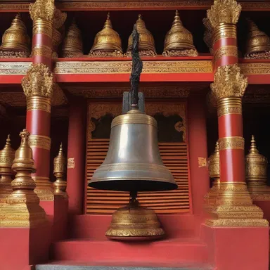 During the religious ceremony, the temple bell emitted a squealing sound that seemed to transport the worshippers to a higher realm of spirituality.