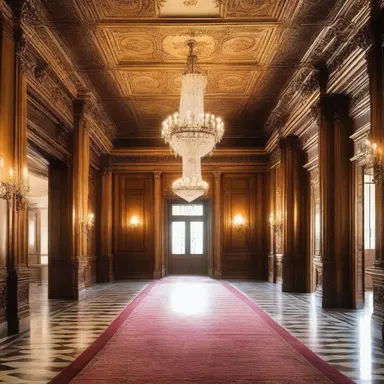 The grandeur of the mansion's entrance hall was overwhelmingly beautiful.