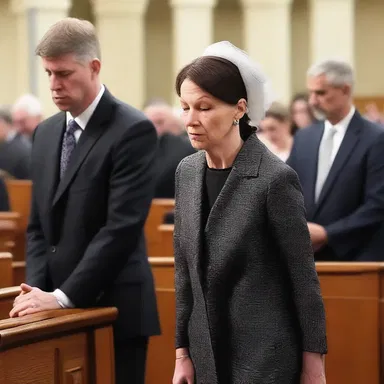 During the prayer service, she walked huffily out of the church, making a scene.
