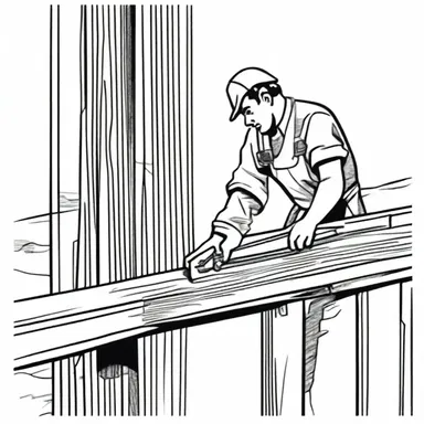 In the comic strip, the carpenter used a clamp to securely fasten the wooden boards together.