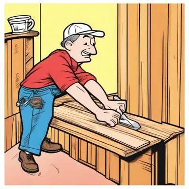 In the comic strip, the carpenter used a clamp to securely fasten the wooden boards together.
