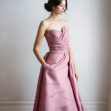 She decided to clamp the fabric together to create a unique draped look for the dress.