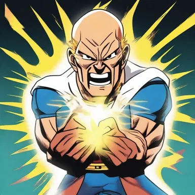The character created a powerful energy beam by clamping his hands together and shouting a special phrase.