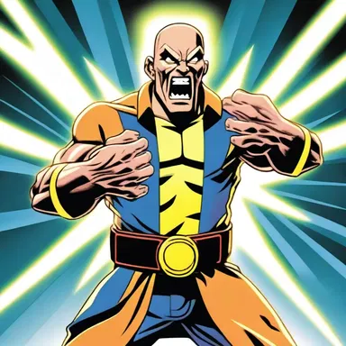 The character created a powerful energy beam by clamping his hands together and shouting a special phrase.