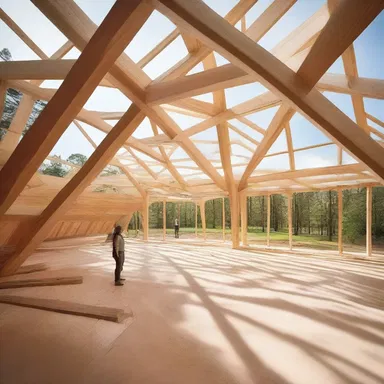 The architect used a clamp to hold the pieces of wood together while constructing the intricate framework of the structure.
