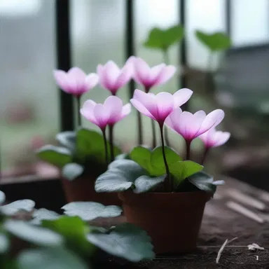 As the protagonist walked through the abandoned greenhouse, the sight of the eerie cyclamen plants with their ghostly pale flowers filled them with a sense of dread.