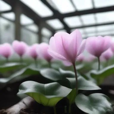 As the protagonist walked through the abandoned greenhouse, the sight of the eerie cyclamen plants with their ghostly pale flowers filled them with a sense of dread.