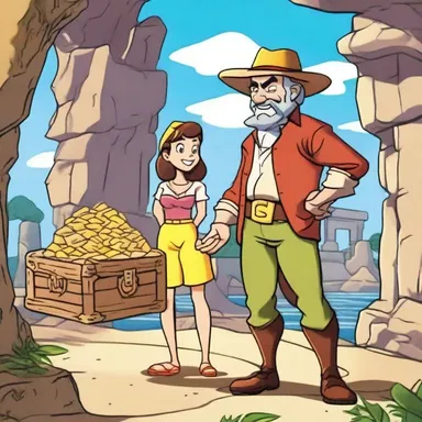 The sought treasure is the central theme in this adventure cartoon series.