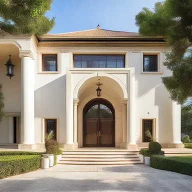 The architect designed a luxurious villa with grand bilabial entrance doors.