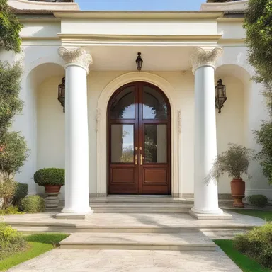 The architect designed a luxurious villa with grand bilabial entrance doors.