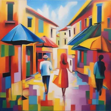 The artist created a captivating painting capturing the essence of joy with the use of vibrant bilabial colors.