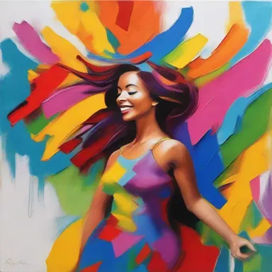 The artist created a captivating painting capturing the essence of joy with the use of vibrant bilabial colors.