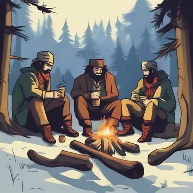 The weary adventurers gathered around the campfire, sipping on grog to warm their bodies and lift their spirits.
