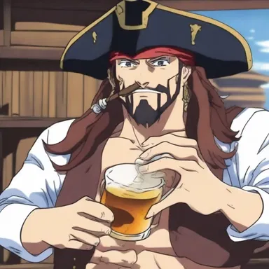 In the anime, the pirate captain often drinks grog to display their untamed and boisterous nature.