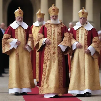 The clergy of the church wore elaborate robes and vestments, representing high style and opulence within the religious community.