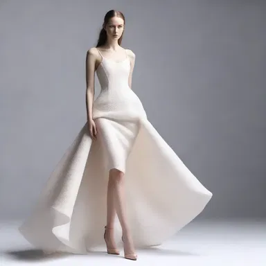 The designer created a dress with pliability in mind, using flexible fabric that allows for easy movement.