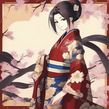 The protagonist in the anime series wore a stunning brocade kimono, showcasing the luxurious and intricate design.