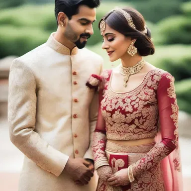 The tailor meticulously brocaded intricate floral designs on the couple's wedding attire, adding a touch of romance to their special day.