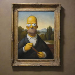 An oil painting of Homer Simpson, depicted in the style and pose of the Mona Lisa, with subtle humour and strong resemblances.