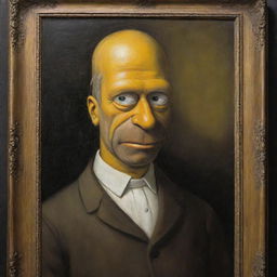 An oil painting of Homer Simpson, depicted in the style and pose of the Mona Lisa, with subtle humour and strong resemblances.