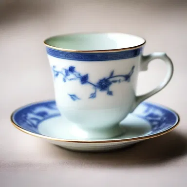 The painter captured the dainty details of the delicate porcelain teacup.
