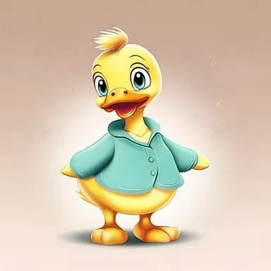 The Dainty Duckling is a whimsical cartoon character who is always impeccably dressed and cannot stand any dirt or mess.