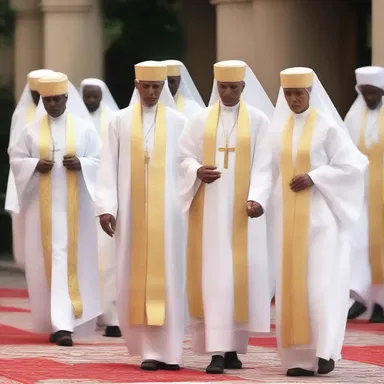 During religious ceremonies, it is customary for the priests and nuns to dress in dainty garments to convey an air of refinement and holiness.