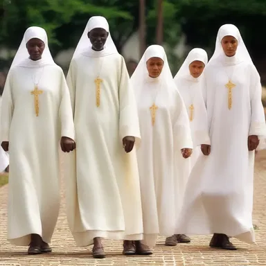 During religious ceremonies, it is customary for the priests and nuns to dress in dainty garments to convey an air of refinement and holiness.