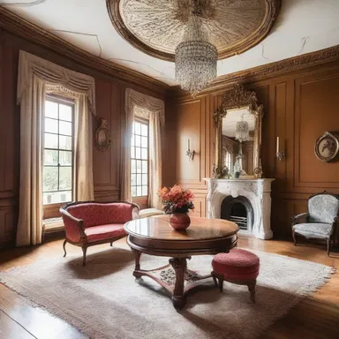 The elegant mansion was filled with dainty furnishings and intricate details that added to its charm.