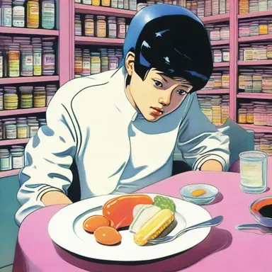 In the futuristic world of the novel, the protagonist enjoyed a meal of dainty synthesized food pills.