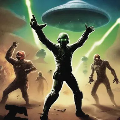 In the science fiction novel, the characters engage in a wild revel celebrating their victory against the aliens.