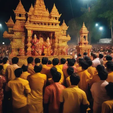 During the religious festival, the devotees took part in a joyous revel that lasted all night.