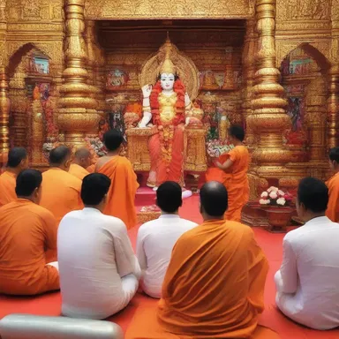 The devotees reveled in the spiritual atmosphere of the temple.