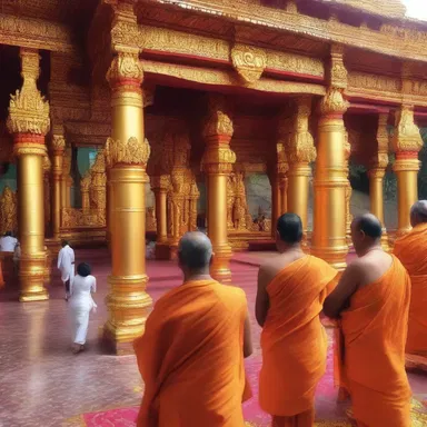The devotees reveled in the spiritual atmosphere of the temple.