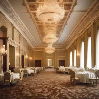 The grand ballroom was designed to allow guests to revel in its opulence, with intricate details and luxurious furnishings.