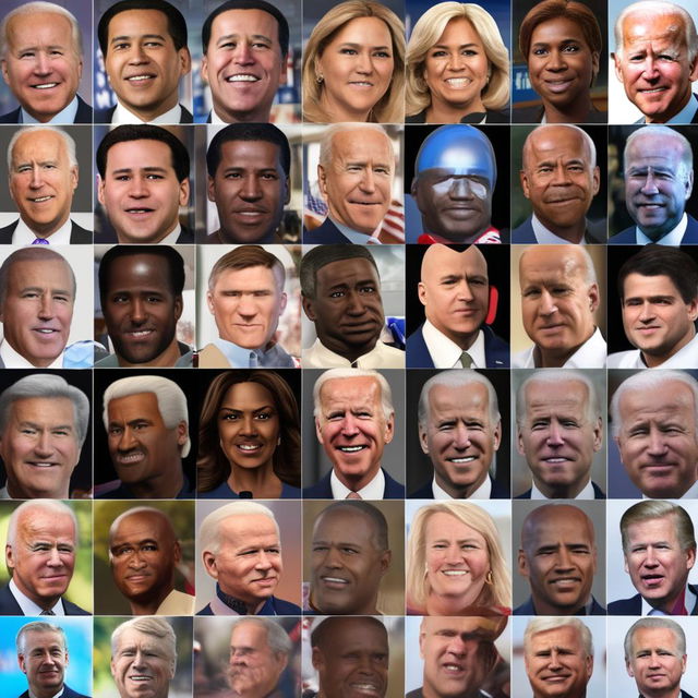 A collection of memes showing Joe Biden represented as a non-player character (NPC) in different video game scenarios, displaying comically low-resolution graphics and unrealistic movements.