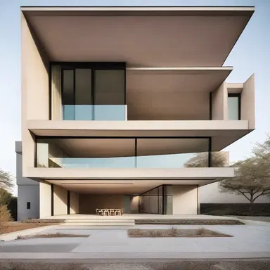 The use of neutral colors and simple forms creates a sense of generality in the design of this modern building.