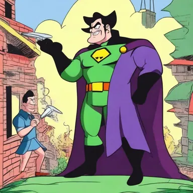 In the cartoon, when the villain's plan failed, the hero assuredly saved the day.