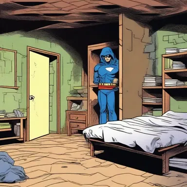 In the comic book series, the superhero's secret hideout was a bedless underground lair.